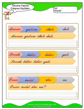 ü sesi Çalışma Sayfaları